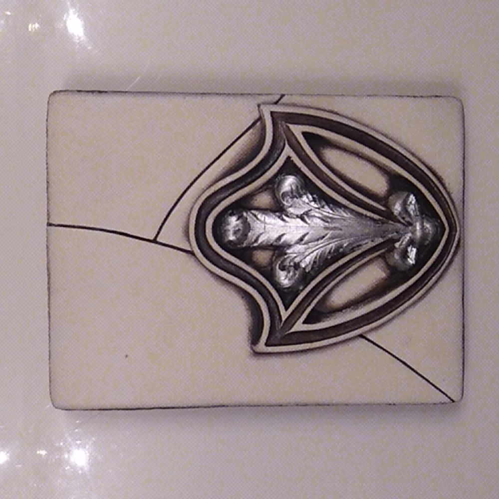 *Signed Bisque silver leaf, Atlantis Tile, like Sid Dickens. *Rare & Retired